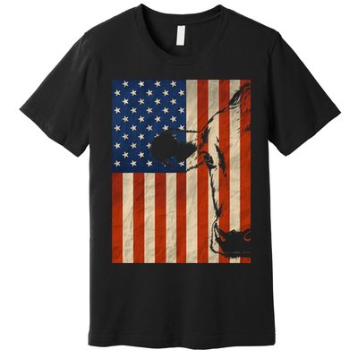 Cow American Flag Cattle Animal Lover Patriotic Gift Premium T-Shirt