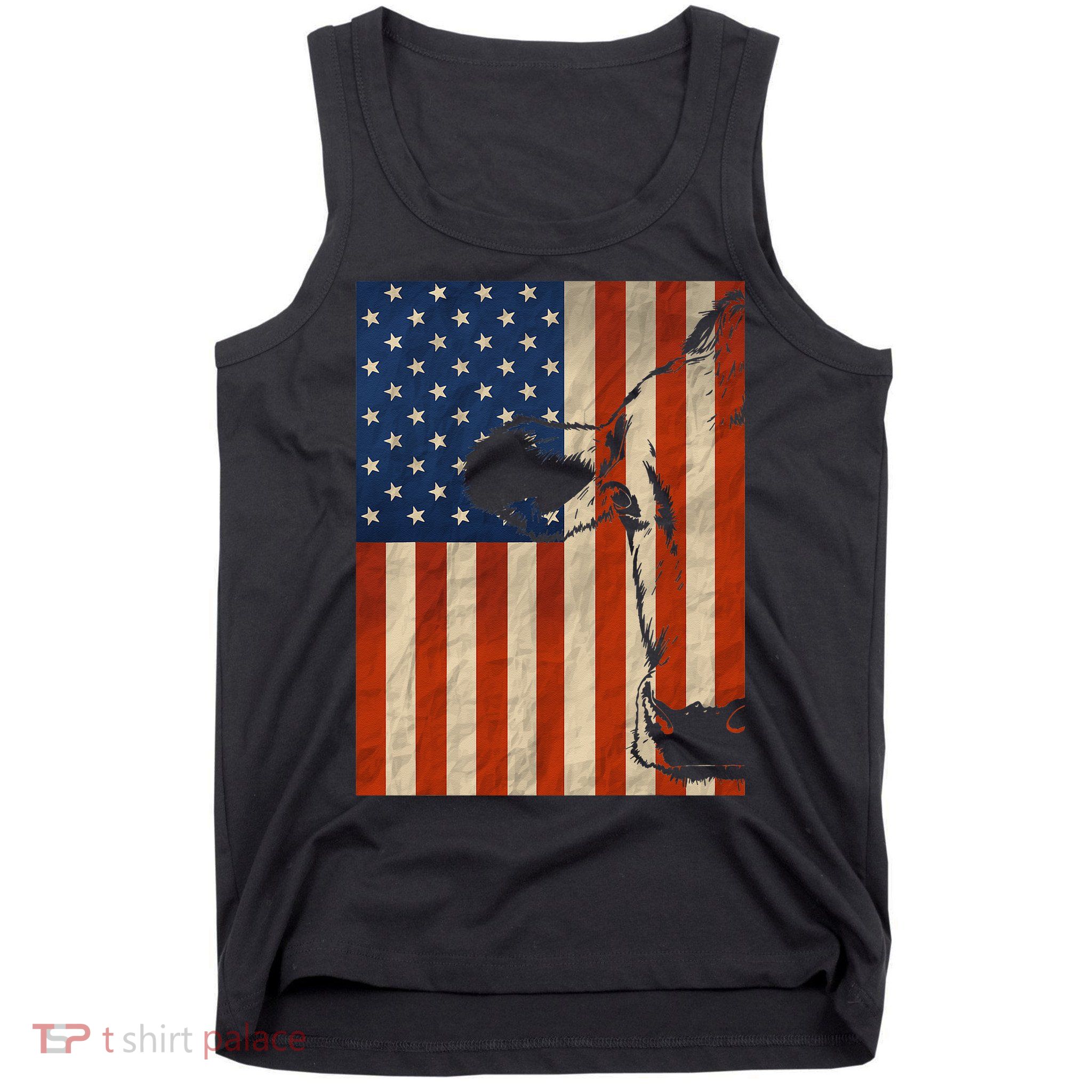 Cow American Flag Cattle Animal Lover Patriotic Gift Tank Top