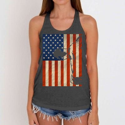 Cow American Flag Cattle Animal Lover Patriotic Gift Women's Knotted Racerback Tank