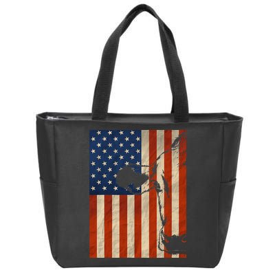 Cow American Flag Cattle Animal Lover Patriotic Gift Zip Tote Bag