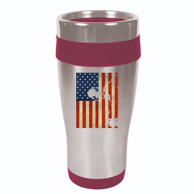 Cow American Flag Cattle Animal Lover Patriotic Gift 16oz Travel Tumbler