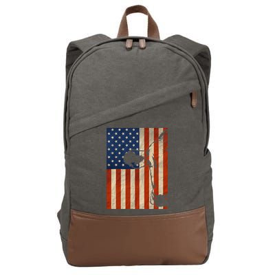 Cow American Flag Cattle Animal Lover Patriotic Gift Cotton Canvas Backpack