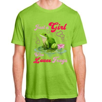 Cute And Funny Just A Girl Who Loves Frogs Adult ChromaSoft Performance T-Shirt