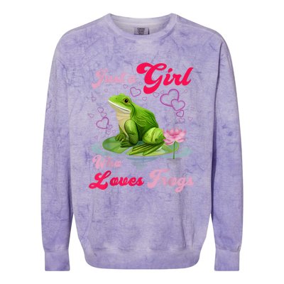 Cute And Funny Just A Girl Who Loves Frogs Colorblast Crewneck Sweatshirt