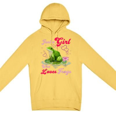 Cute And Funny Just A Girl Who Loves Frogs Premium Pullover Hoodie