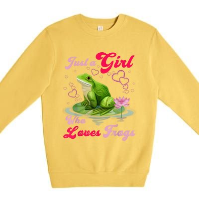 Cute And Funny Just A Girl Who Loves Frogs Premium Crewneck Sweatshirt