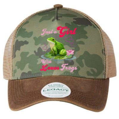 Cute And Funny Just A Girl Who Loves Frogs Legacy Tie Dye Trucker Hat