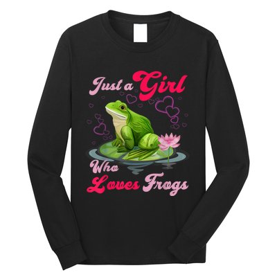 Cute And Funny Just A Girl Who Loves Frogs Long Sleeve Shirt