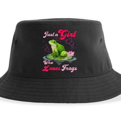 Cute And Funny Just A Girl Who Loves Frogs Sustainable Bucket Hat