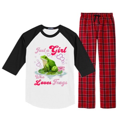 Cute And Funny Just A Girl Who Loves Frogs Raglan Sleeve Pajama Set