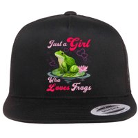 Cute And Funny Just A Girl Who Loves Frogs Flat Bill Trucker Hat