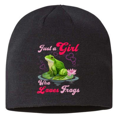 Cute And Funny Just A Girl Who Loves Frogs Sustainable Beanie