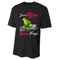 Cute And Funny Just A Girl Who Loves Frogs Performance Sprint T-Shirt