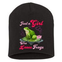 Cute And Funny Just A Girl Who Loves Frogs Short Acrylic Beanie