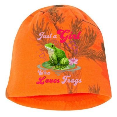 Cute And Funny Just A Girl Who Loves Frogs Kati - Camo Knit Beanie