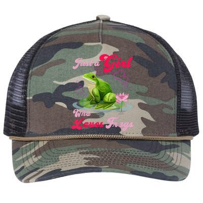 Cute And Funny Just A Girl Who Loves Frogs Retro Rope Trucker Hat Cap