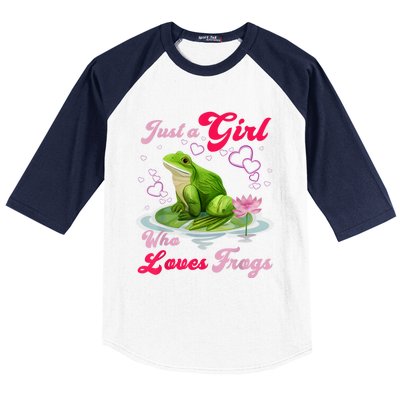 Cute And Funny Just A Girl Who Loves Frogs Baseball Sleeve Shirt