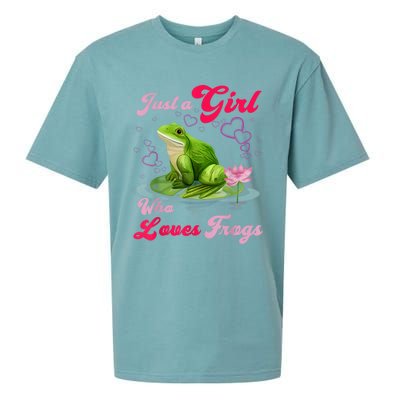 Cute And Funny Just A Girl Who Loves Frogs Sueded Cloud Jersey T-Shirt