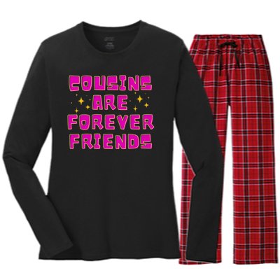 Cousins Are Forever Friends Women's Long Sleeve Flannel Pajama Set 