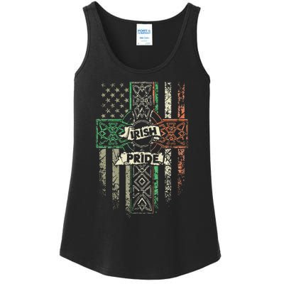 Cross America Flag Green White Orange Irish Pride Ladies Essential Tank