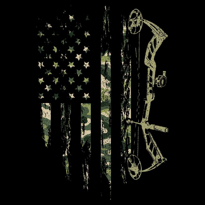 Camo American Flag Bowhunting Bow Archery Deer Hunting Gift Tall T-Shirt