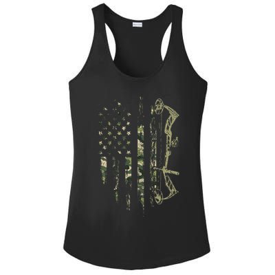 Camo American Flag Bowhunting Bow Archery Deer Hunting Gift Ladies PosiCharge Competitor Racerback Tank