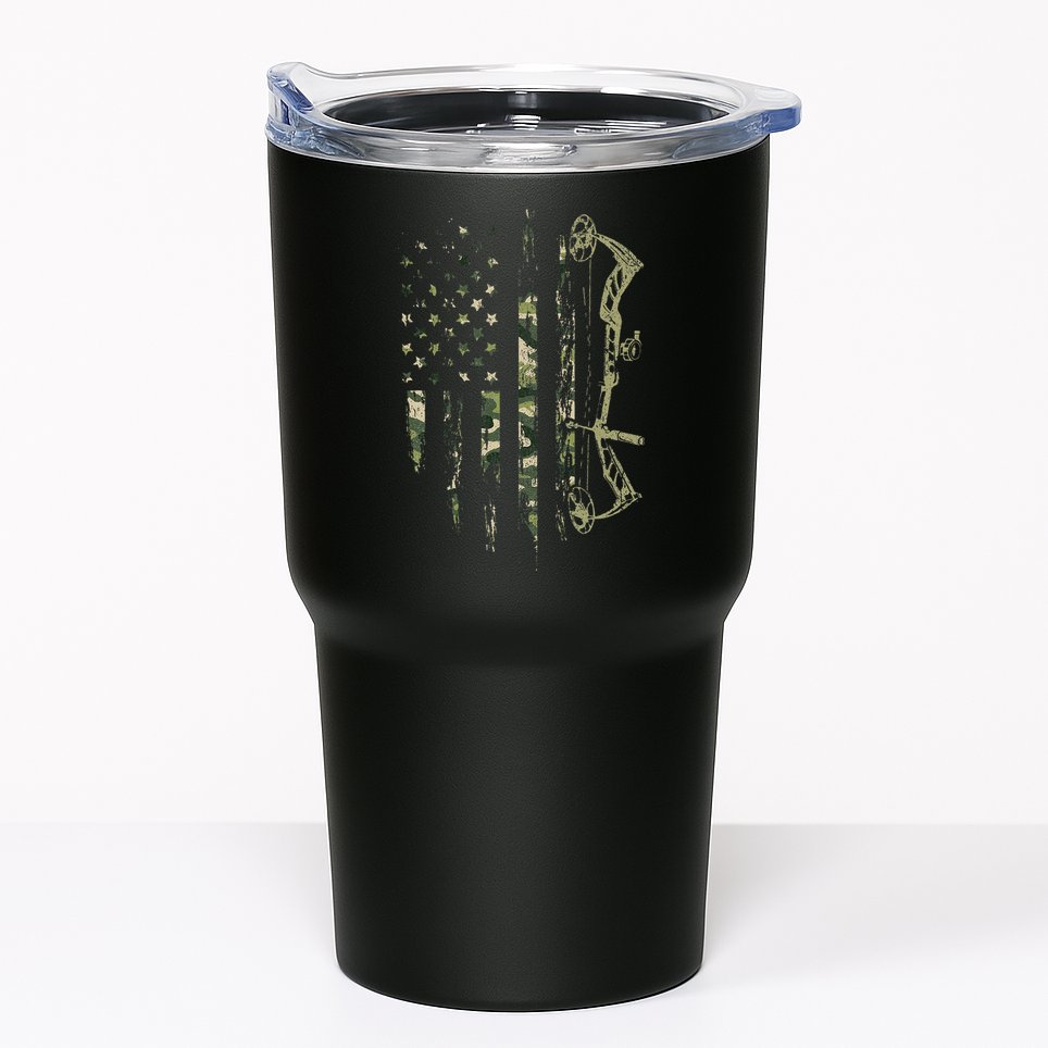 Camo American Flag Bowhunting Bow Archery Deer Hunting Gift Tumbler