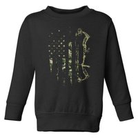 Camo American Flag Bowhunting Bow Archery Deer Hunting Gift Toddler Sweatshirt