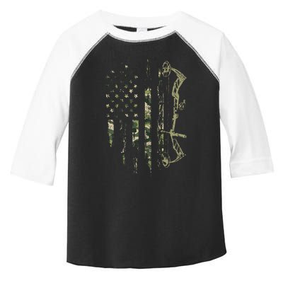 Camo American Flag Bowhunting Bow Archery Deer Hunting Gift Toddler Fine Jersey T-Shirt