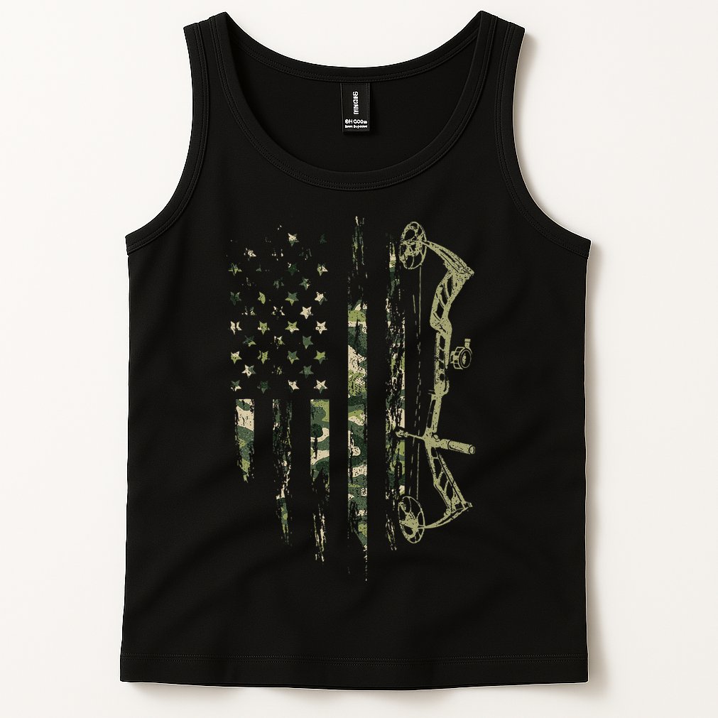 Camo American Flag Bowhunting Bow Archery Deer Hunting Gift Tank Top