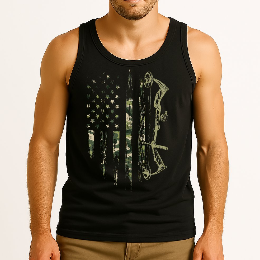 Camo American Flag Bowhunting Bow Archery Deer Hunting Gift Tank Top