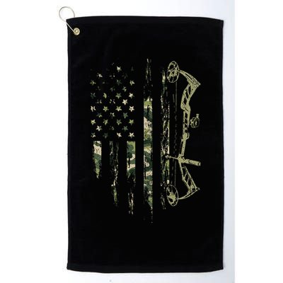Camo American Flag Bowhunting Bow Archery Deer Hunting Gift Golf Towel