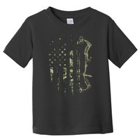 Camo American Flag Bowhunting Bow Archery Deer Hunting Gift Toddler T-Shirt