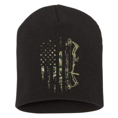 Camo American Flag Bowhunting Bow Archery Deer Hunting Gift Short Acrylic Beanie