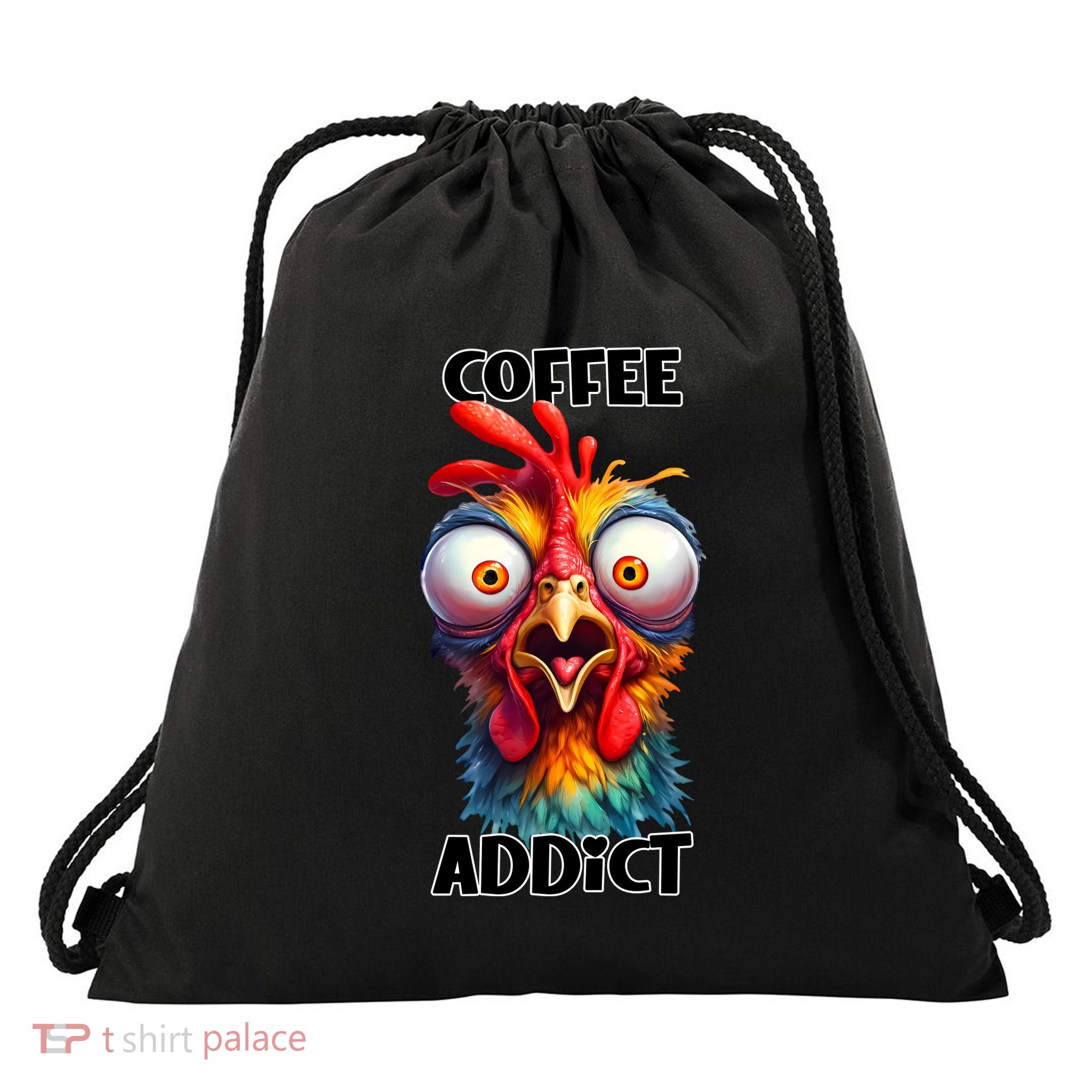 Coffee Addict Funny Turkey Drawstring Bag