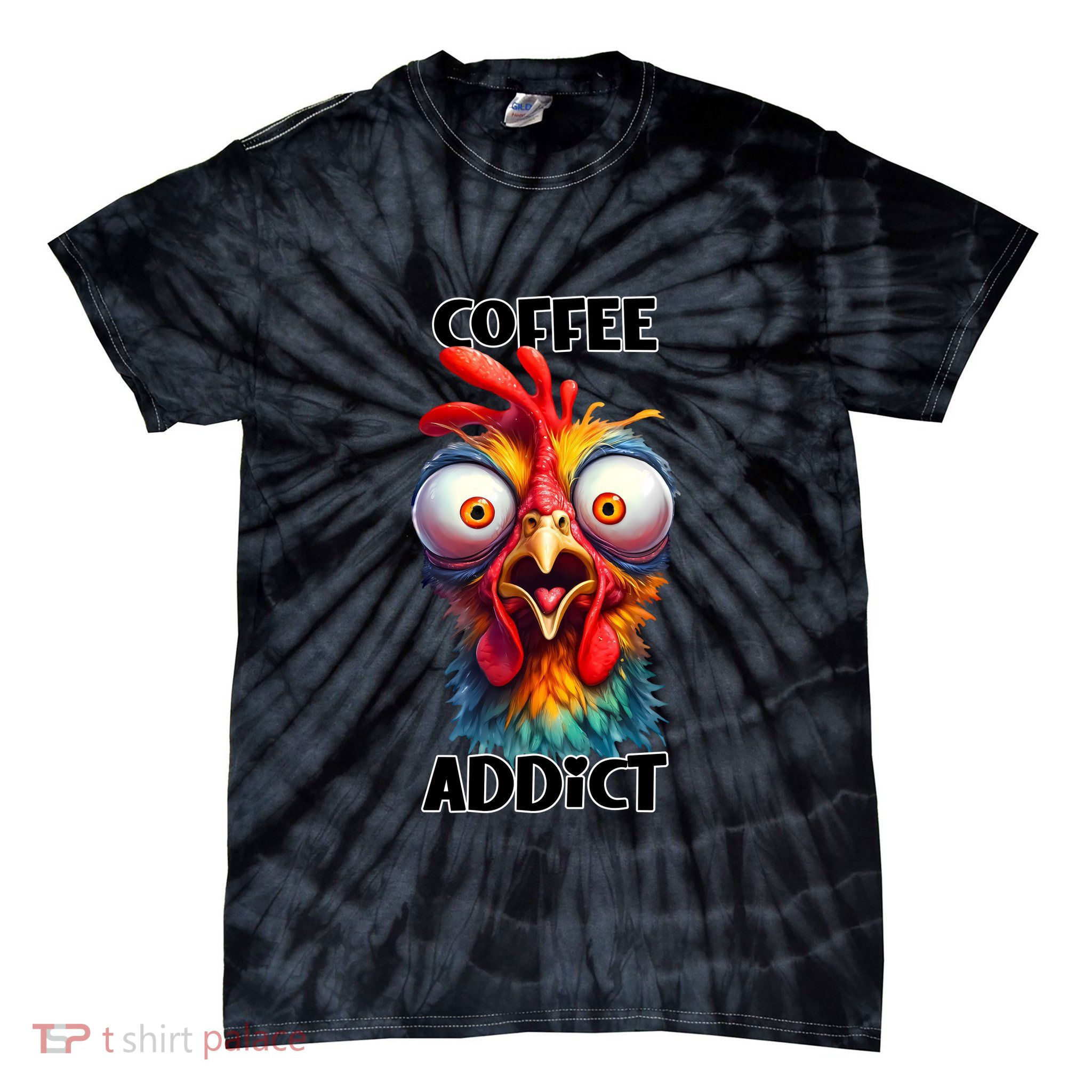 Coffee Addict Funny Turkey Tie-Dye T-Shirt
