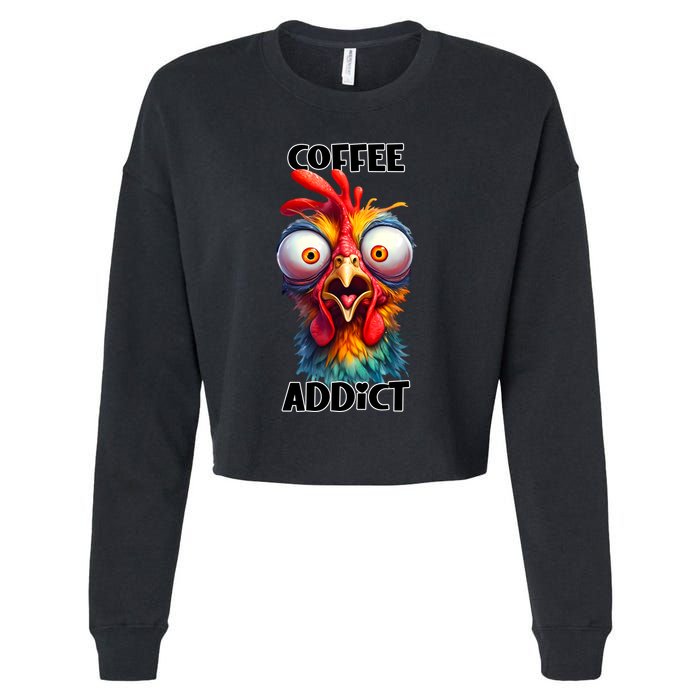 Coffee Addict Funny Turkey Cropped Pullover Crew