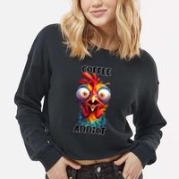 Coffee Addict Funny Turkey Cropped Pullover Crew