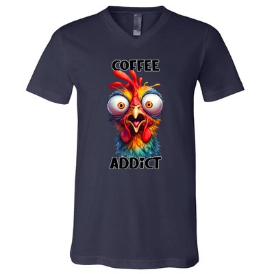 Coffee Addict Funny Turkey V-Neck T-Shirt