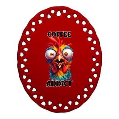 Coffee Addict Funny Turkey Ceramic Oval Ornament