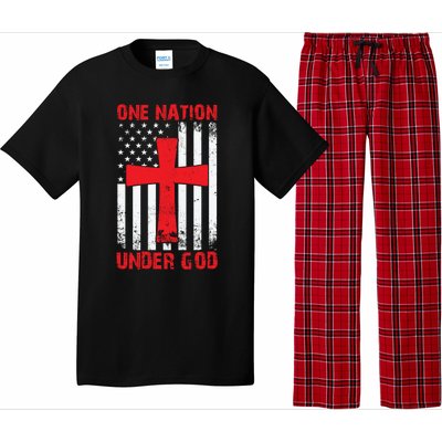 Christian American Flag Gift One Nation Under God Gift Pajama Set