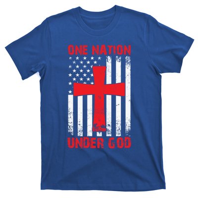 Christian American Flag Gift One Nation Under God Gift T-Shirt