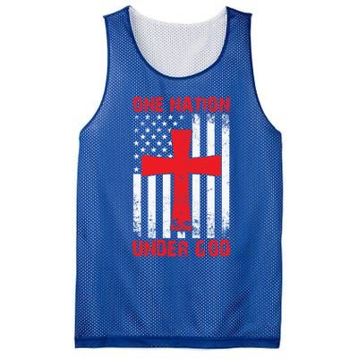 Christian American Flag Gift One Nation Under God Gift Mesh Reversible Basketball Jersey Tank