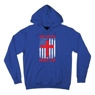 Christian American Flag Gift One Nation Under God Gift Tall Hoodie