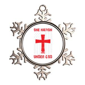 Christian American Flag Gift One Nation Under God Gift Metallic Star Ornament