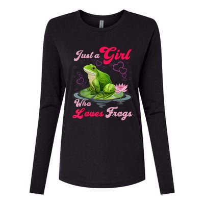 Cute And Funny Just A Girl Who Loves Frogs Womens Cotton Relaxed Long Sleeve T-Shirt