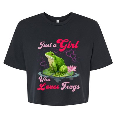 Cute And Funny Just A Girl Who Loves Frogs Bella+Canvas Jersey Crop Tee