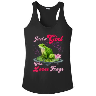 Cute And Funny Just A Girl Who Loves Frogs Ladies PosiCharge Competitor Racerback Tank