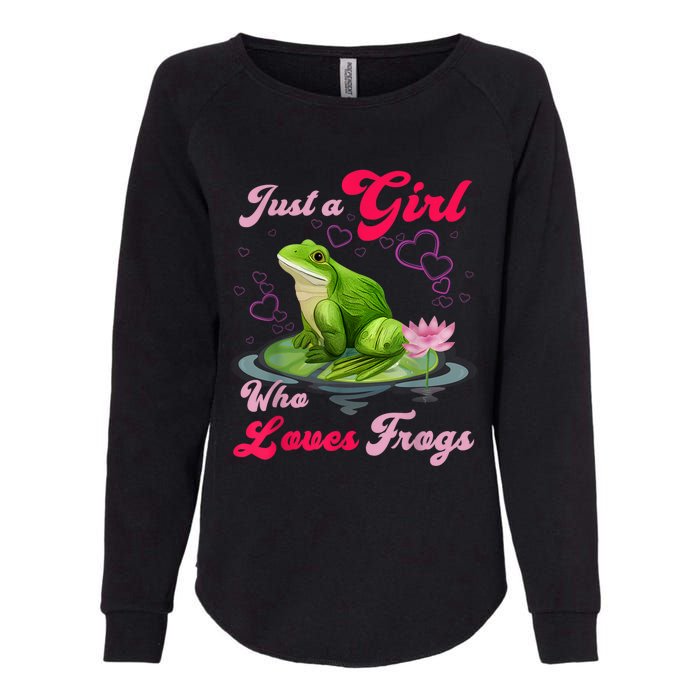 Cute And Funny Just A Girl Who Loves Frogs Womens California Wash Sweatshirt