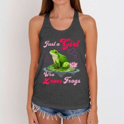 Cute And Funny Just A Girl Who Loves Frogs Women's Knotted Racerback Tank